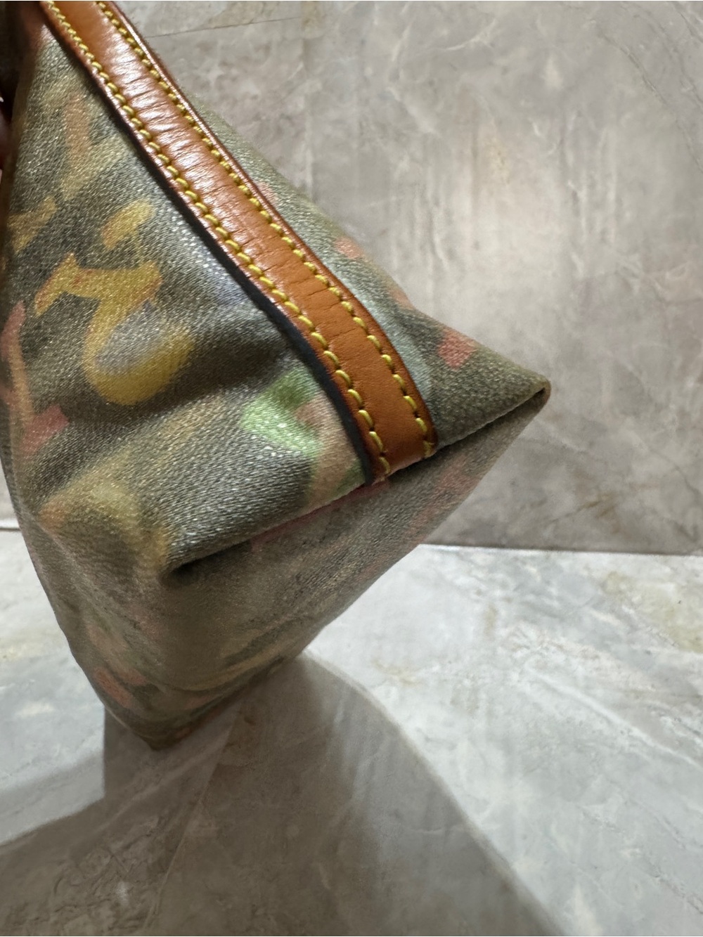 Dooney & Bourke Multicolor Letter-Print Canvas Shoulder Bag with Tan Trim - Picture 3 of 7